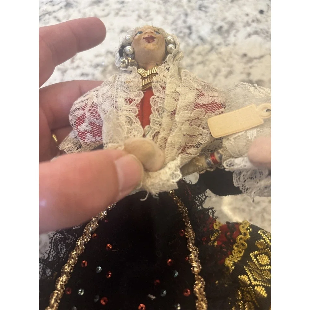 VTG Spanish Souvenir Folk Doll Fiesta Madrid Hand‎ Painted Face Original Tag